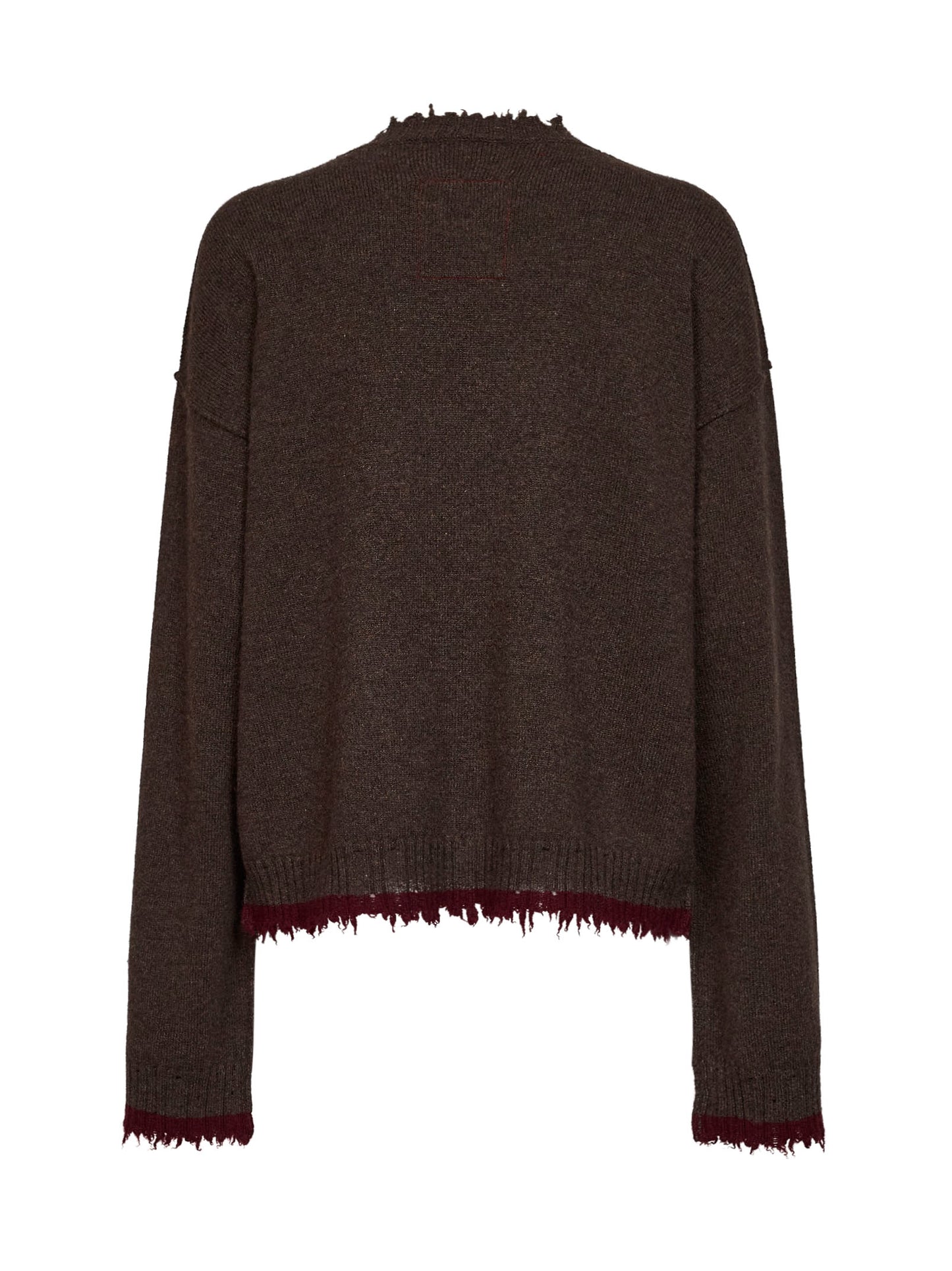 Maglia in cashmere marrone con bordi a contrasto