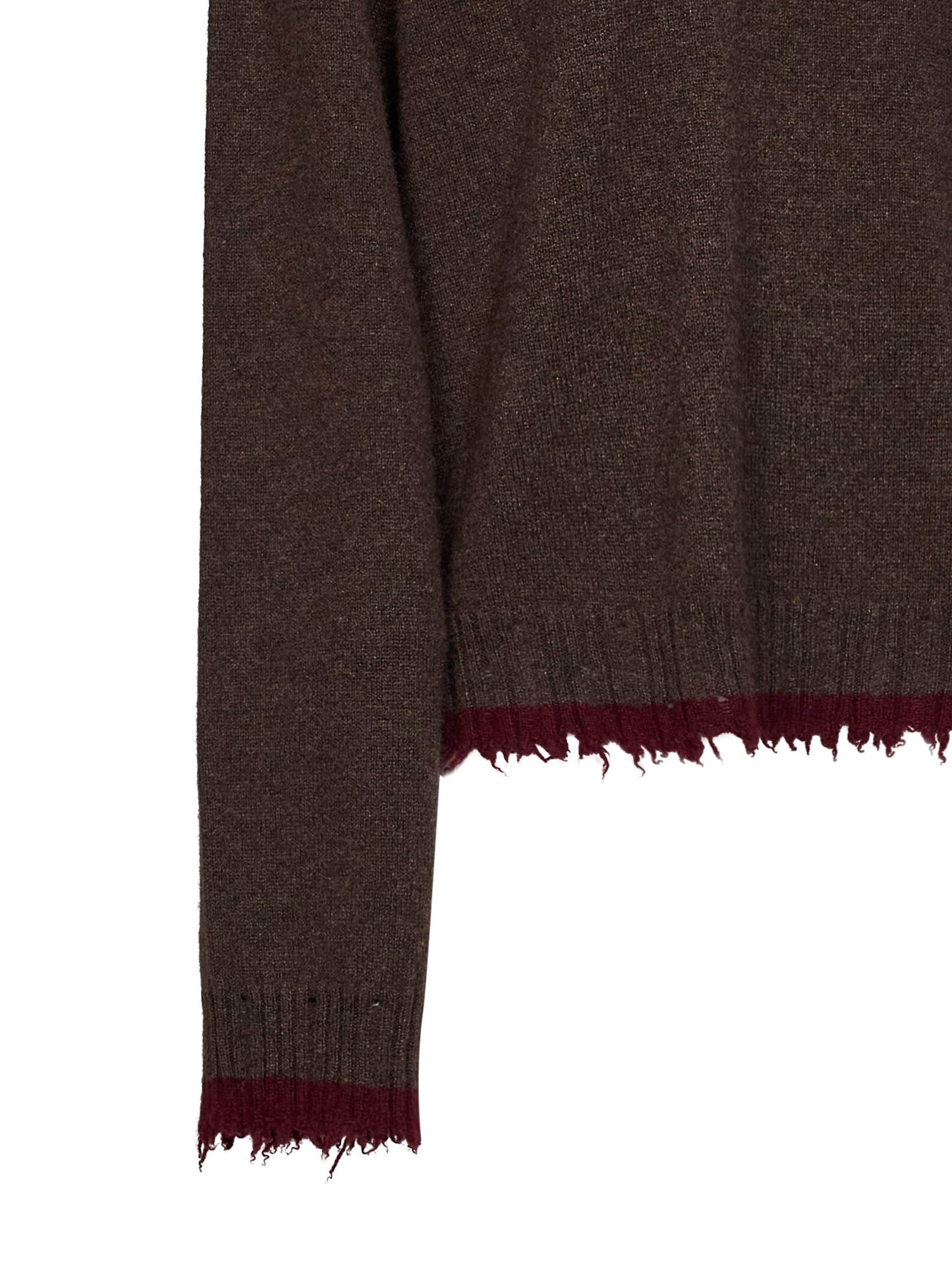 Maglia in cashmere marrone con bordi a contrasto