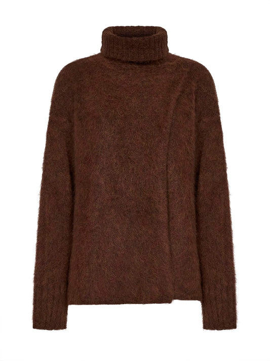 Brown alpaca blend turtleneck sweater