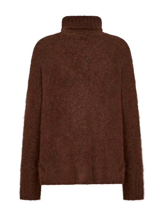 Brown alpaca blend turtleneck sweater