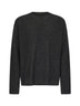 Grey and green ribbed cashmere knit crewneck sweater