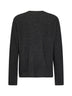 Grey and green ribbed cashmere knit crewneck sweater