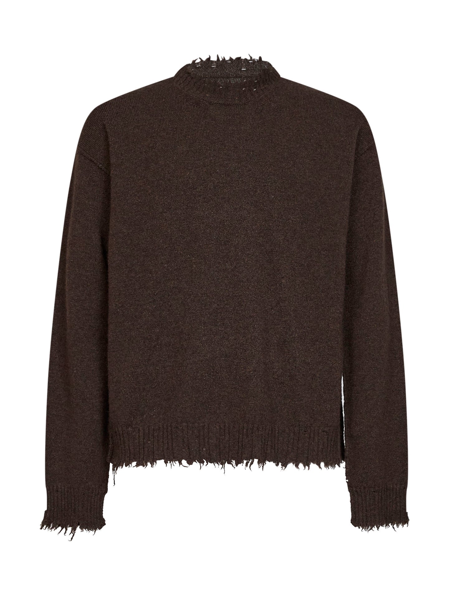 Brown cashmere knit crewneck sweater