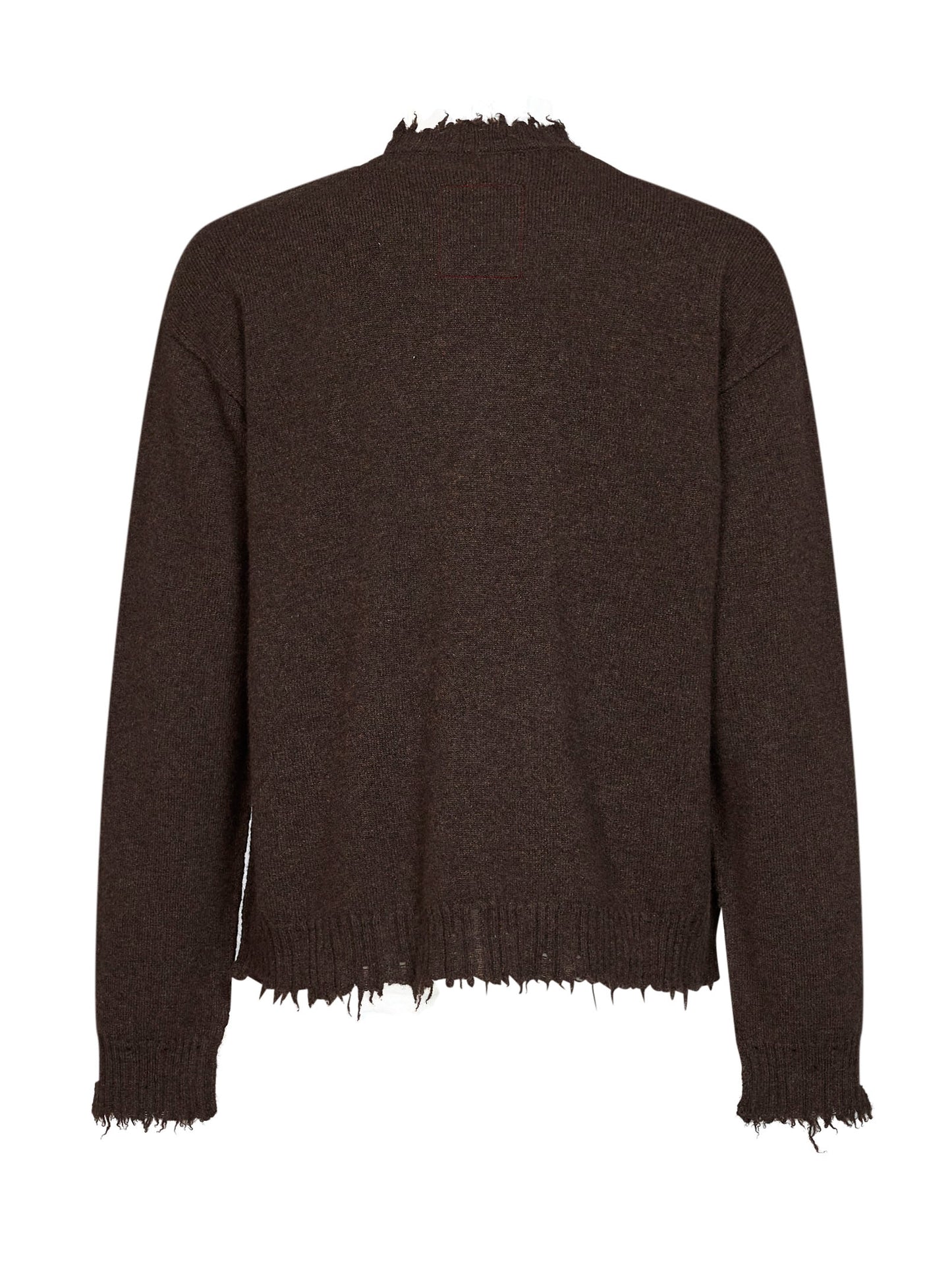 Brown cashmere knit crewneck sweater