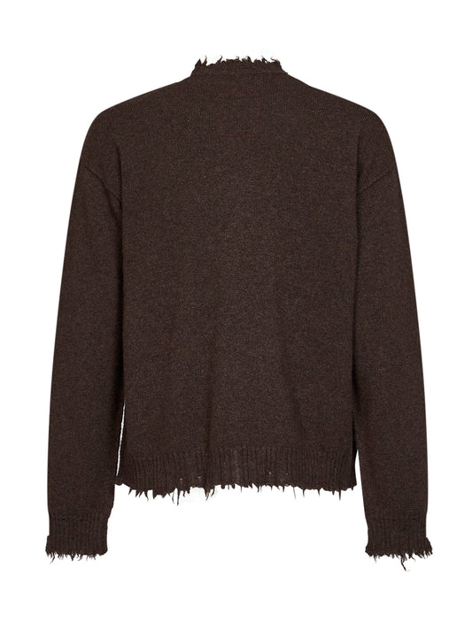 Brown cashmere knit crewneck sweater