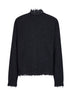 Dark grey cashmere knit crewneck sweater<BR/>