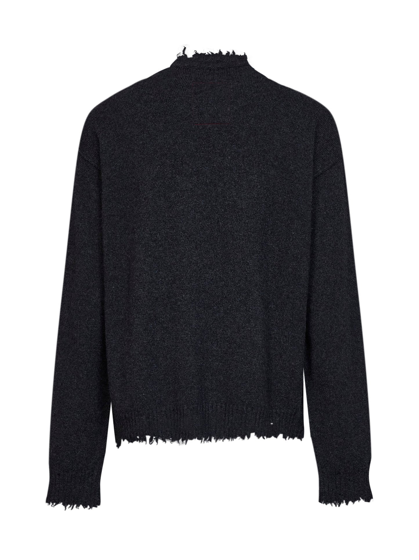 Dark grey cashmere knit crewneck sweater<BR/>