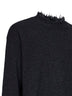 Dark grey cashmere knit crewneck sweater<BR/>