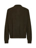 Polo a maniche lunghe in cashmere a coste verde militare