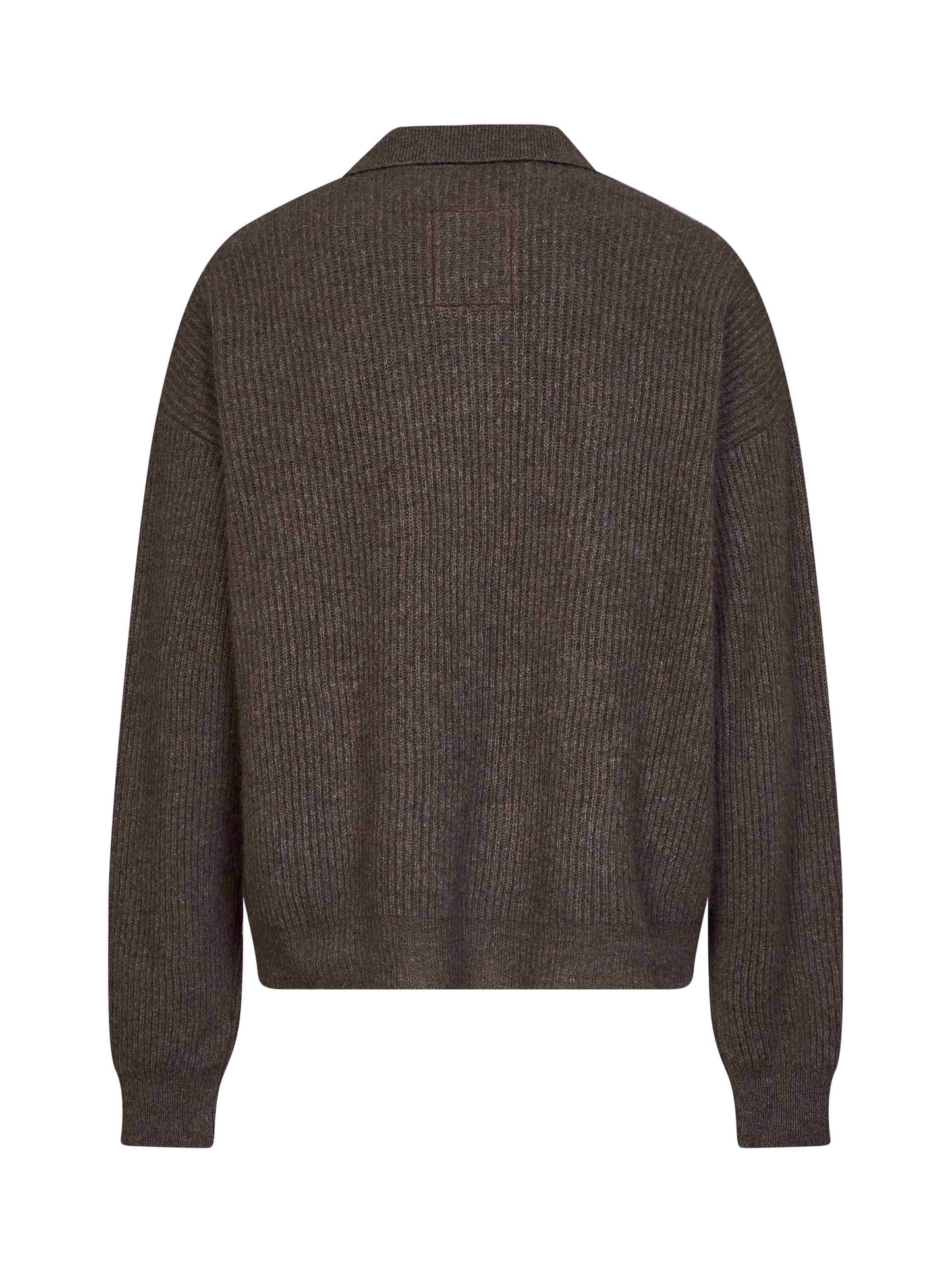 Polo a maniche lunghe in cashmere a coste marrone