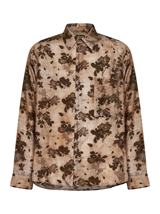 Camicia Tab in moulay floreale beige e marrone