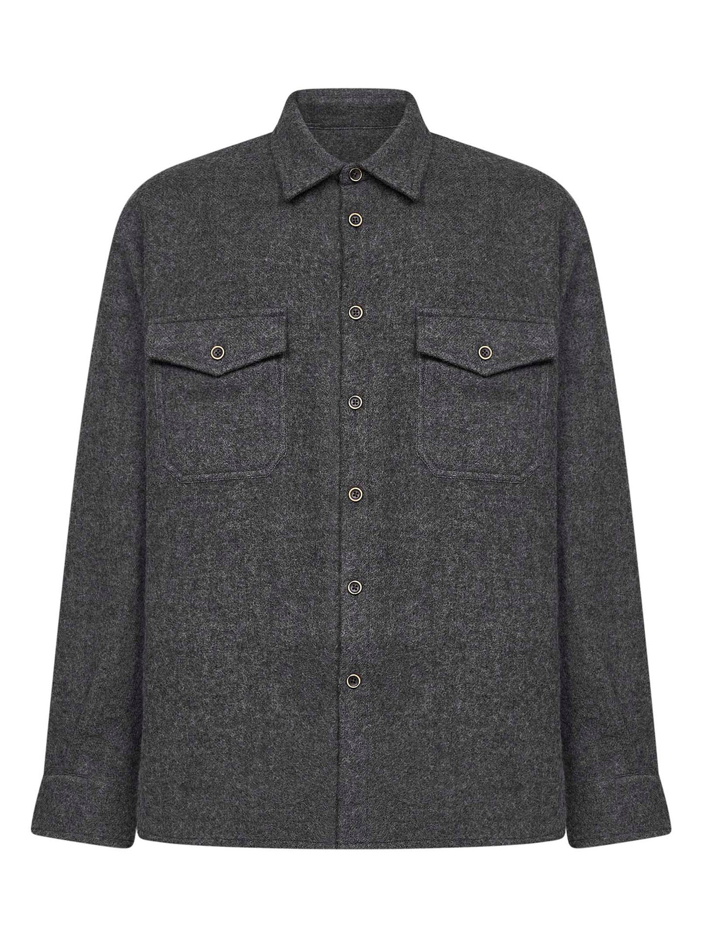 Grey virgin wool Tavis overshirt