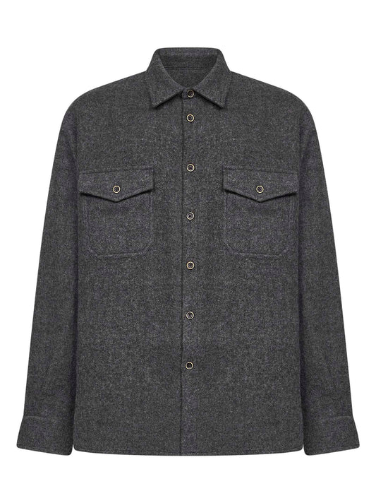 Overshirt Tavis in lana vergine grigia