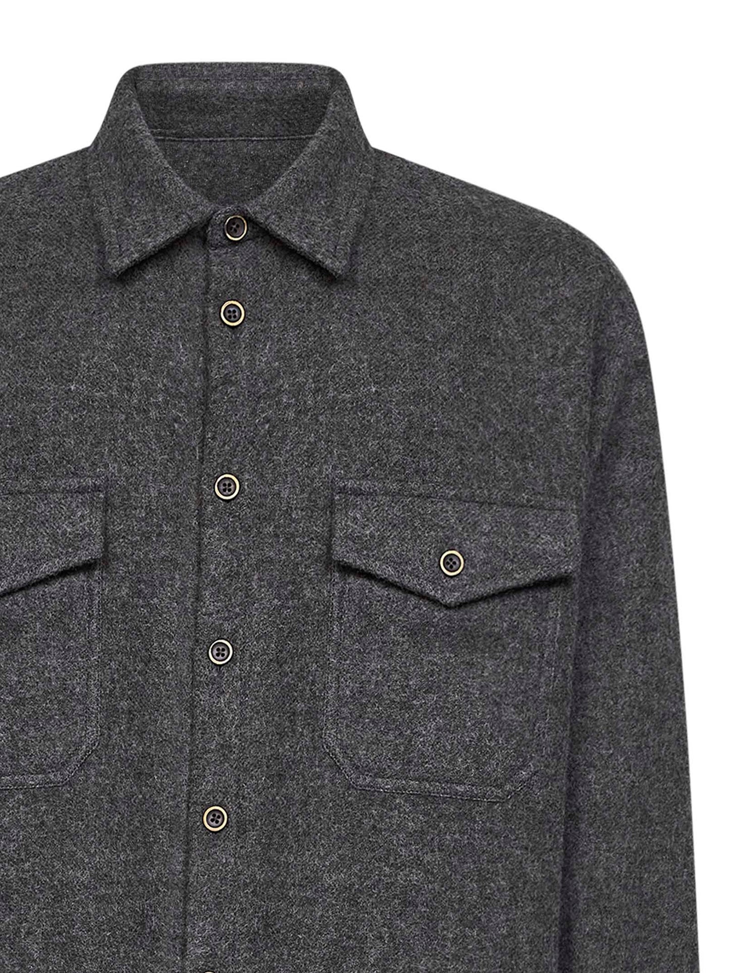 Grey virgin wool Tavis overshirt
