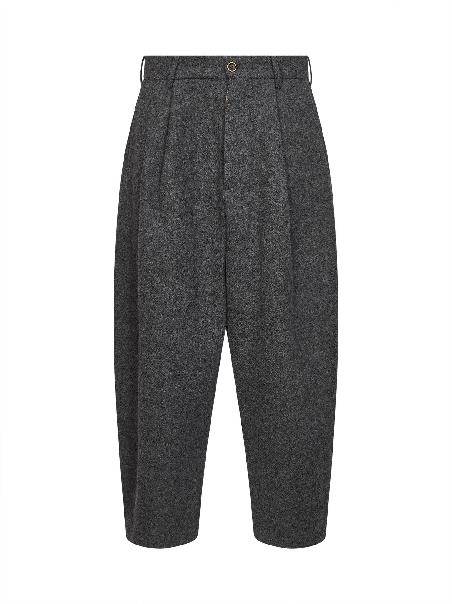 Grey virgin wool Patina cropped barrel trousers