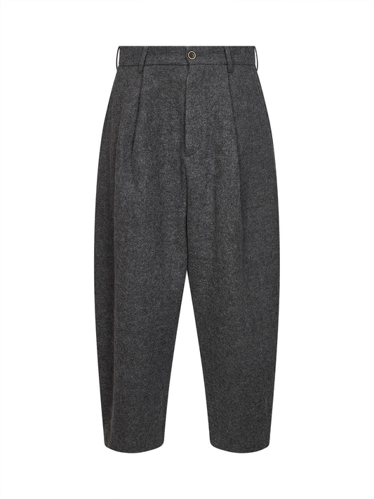 Grey virgin wool Patina cropped barrel trousers