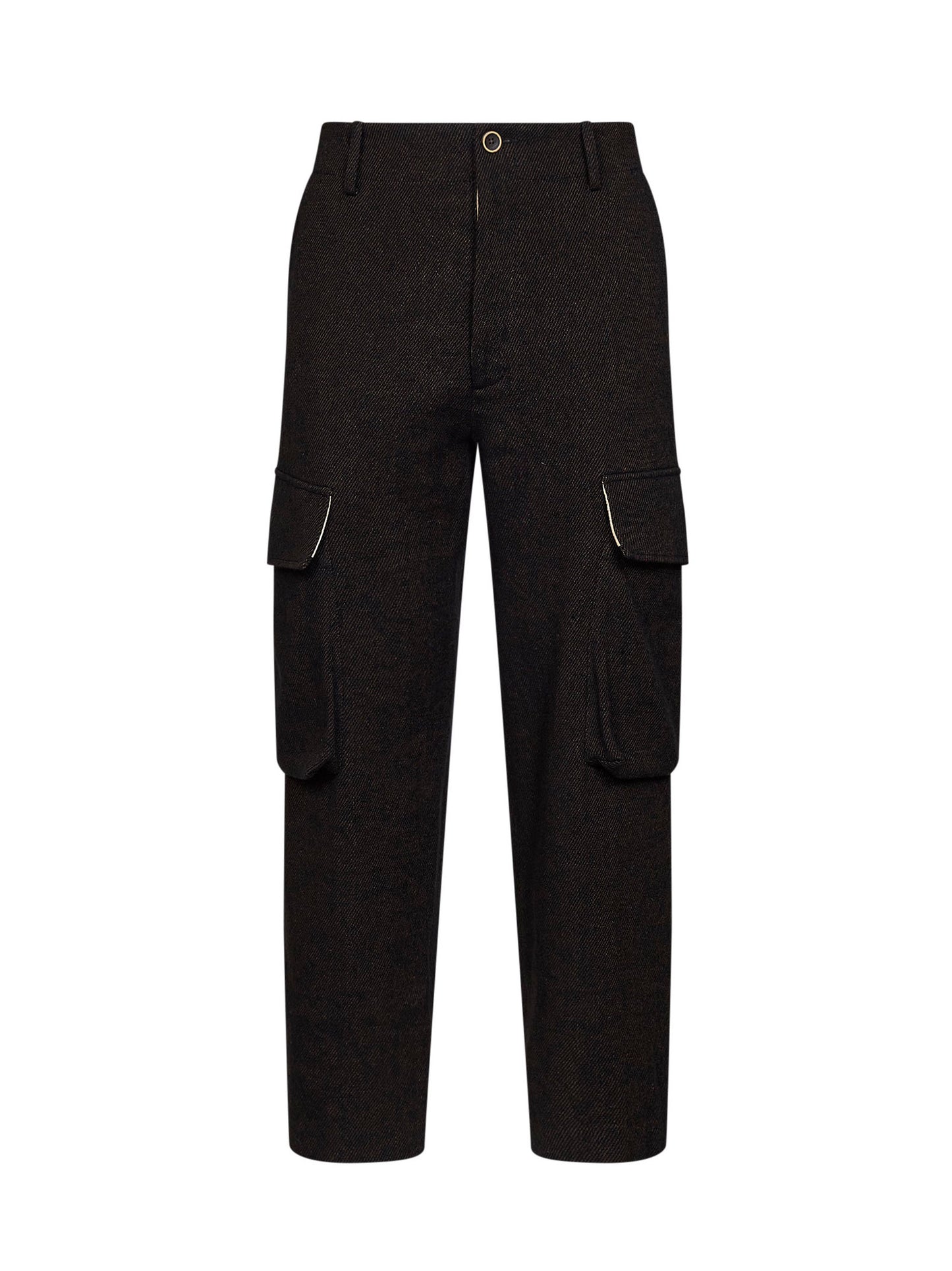 Black and brown wool blend twill Paxton cargo trousers