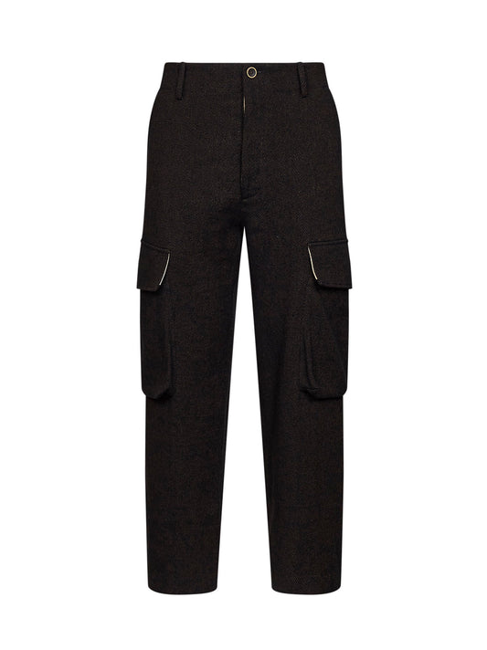 Black and brown wool blend twill Paxton cargo trousers