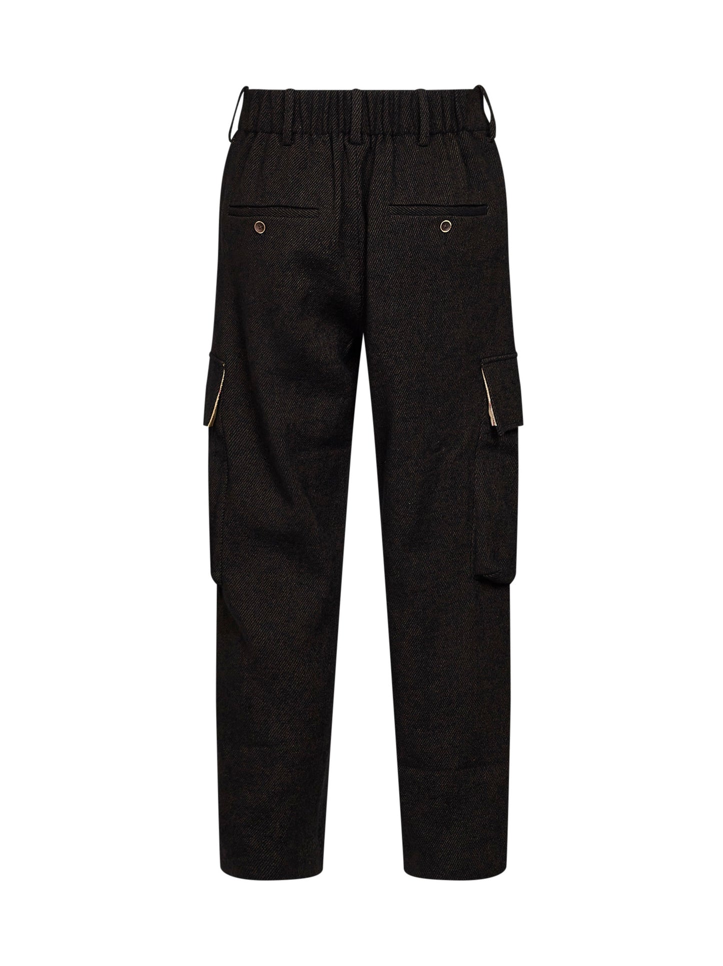 Black and brown wool blend twill Paxton cargo trousers