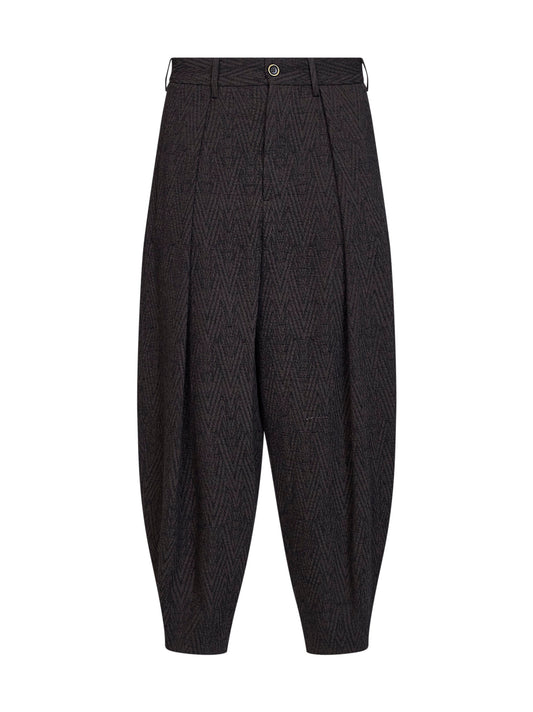 Brown and blue stretch chevron Pale cropped trousers