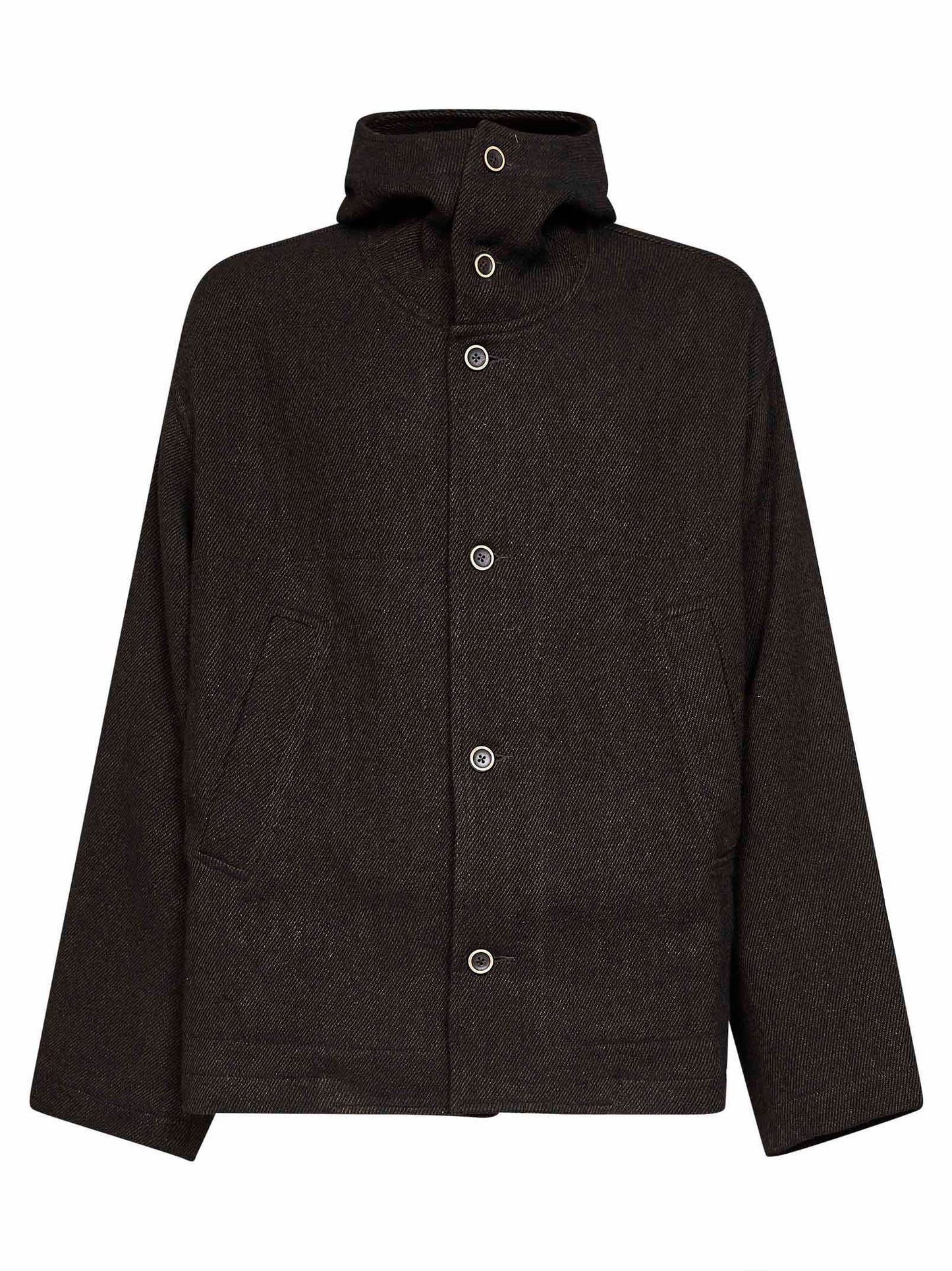 Brown and black twill Juto hooded jacket