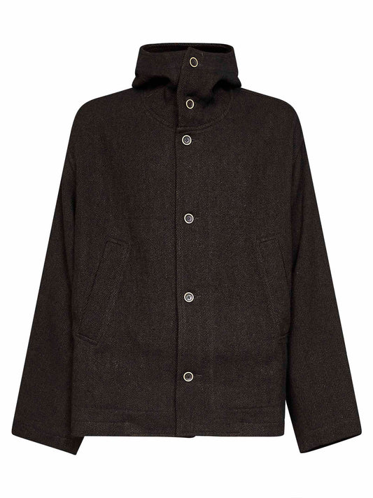 Brown and black twill Juto hooded jacket