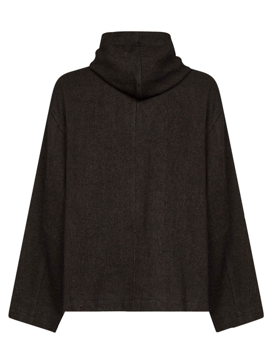 Brown and black twill Juto hooded jacket
