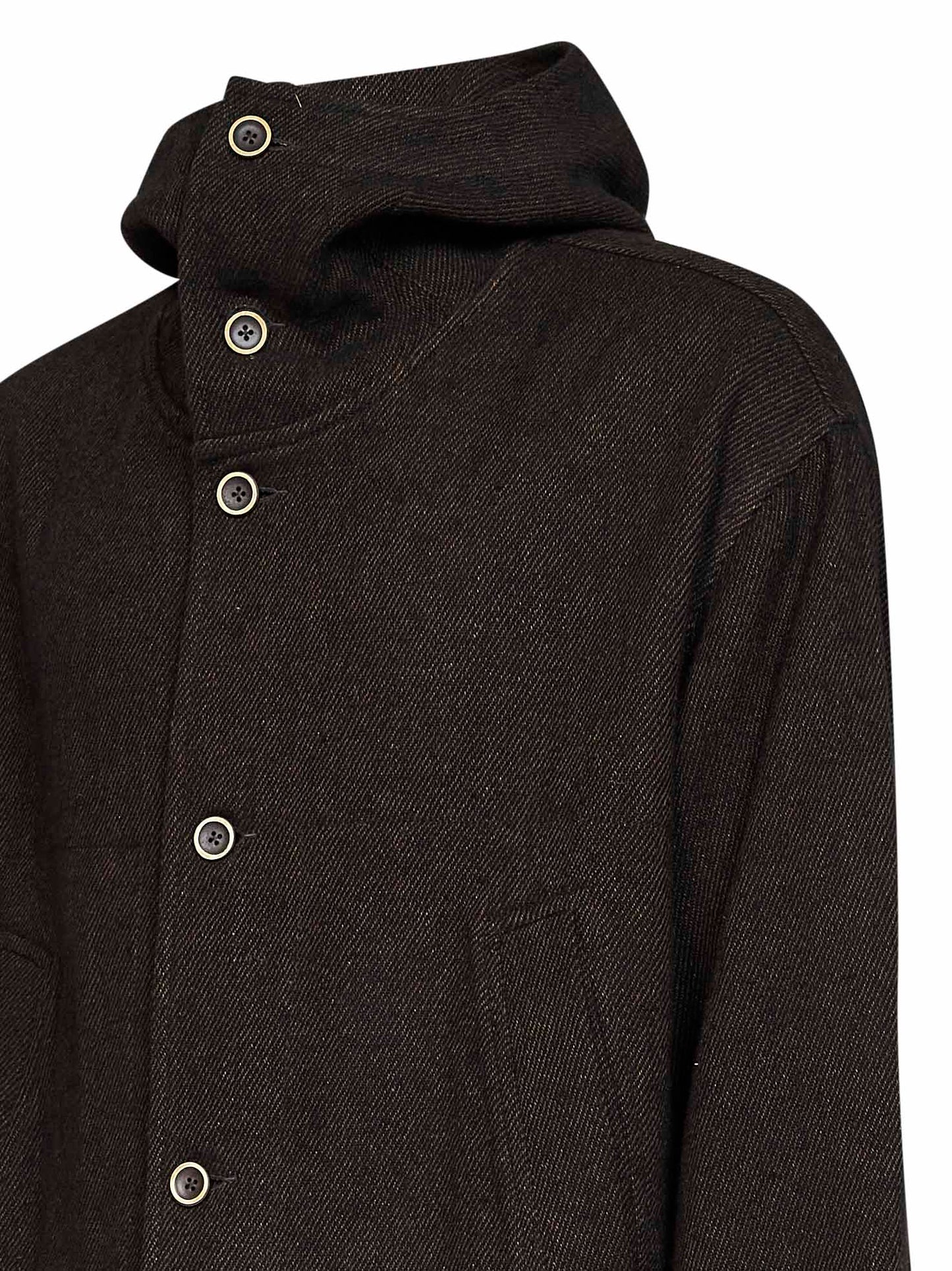 Brown and black twill Juto hooded jacket