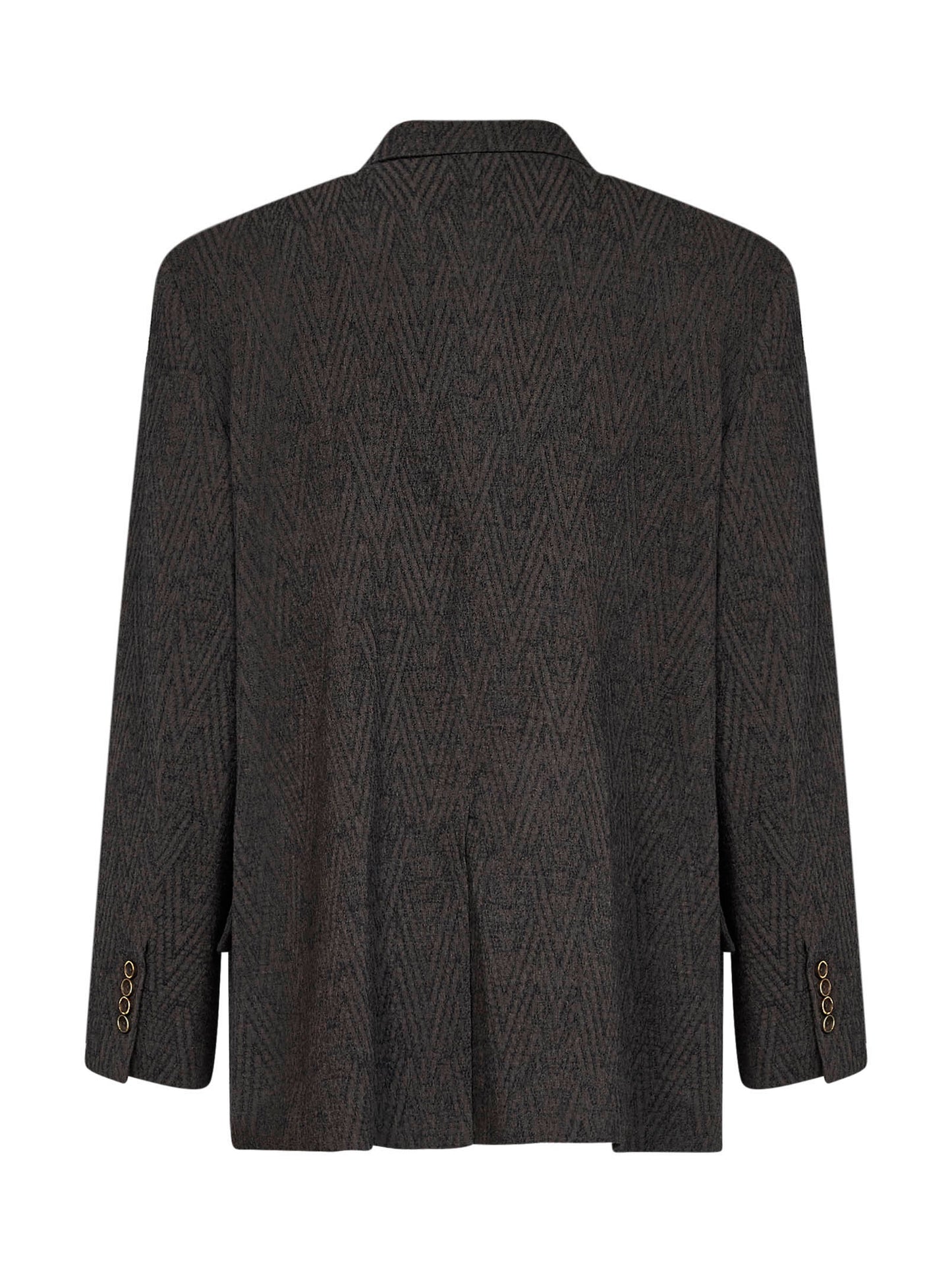 Brown and blue stretch wool chevron Java blazer