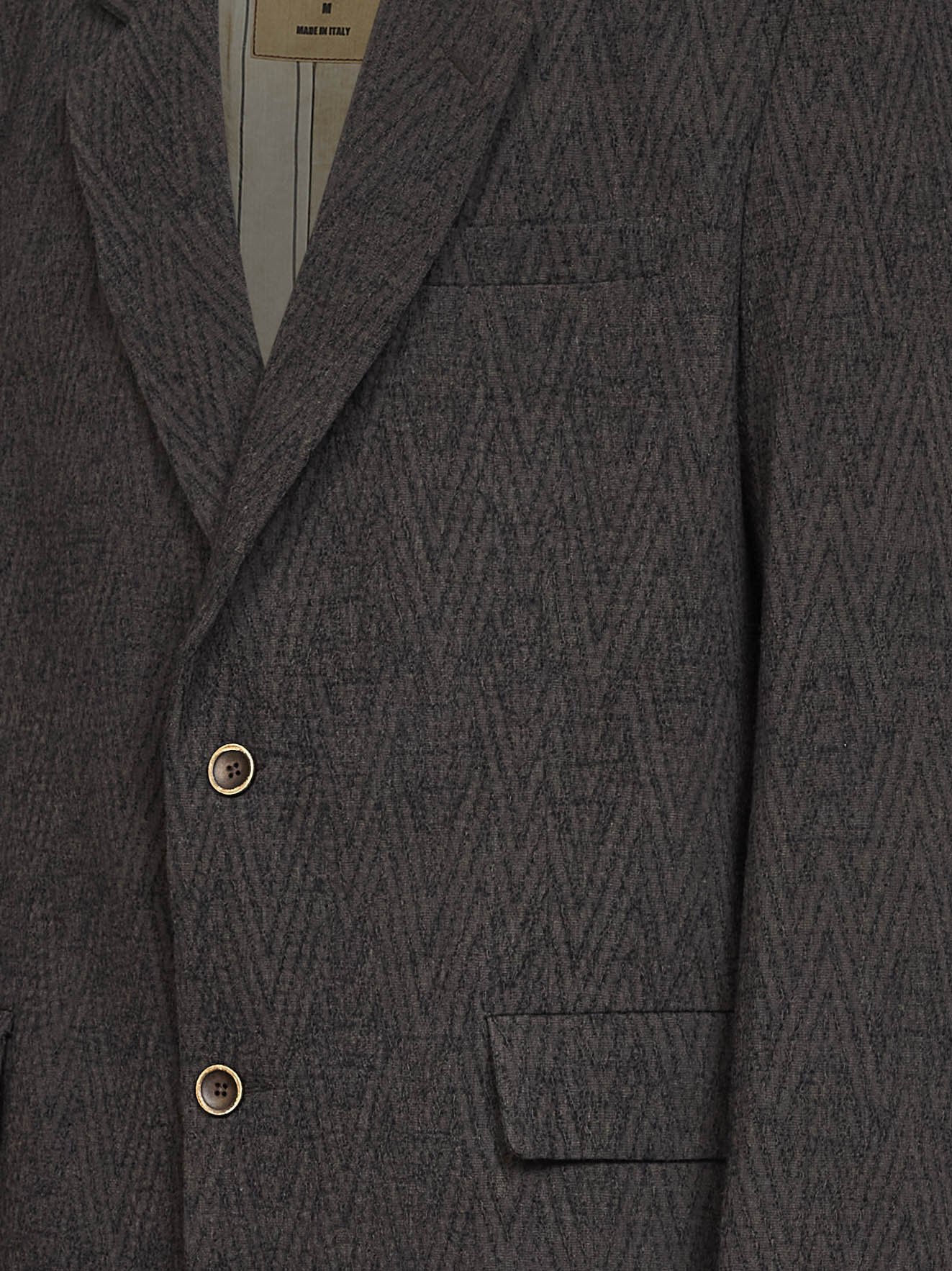 Brown and blue stretch wool chevron Java blazer