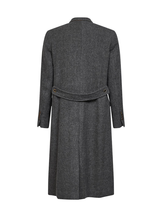 Grey virgin wool Riccardo double-breasted coat