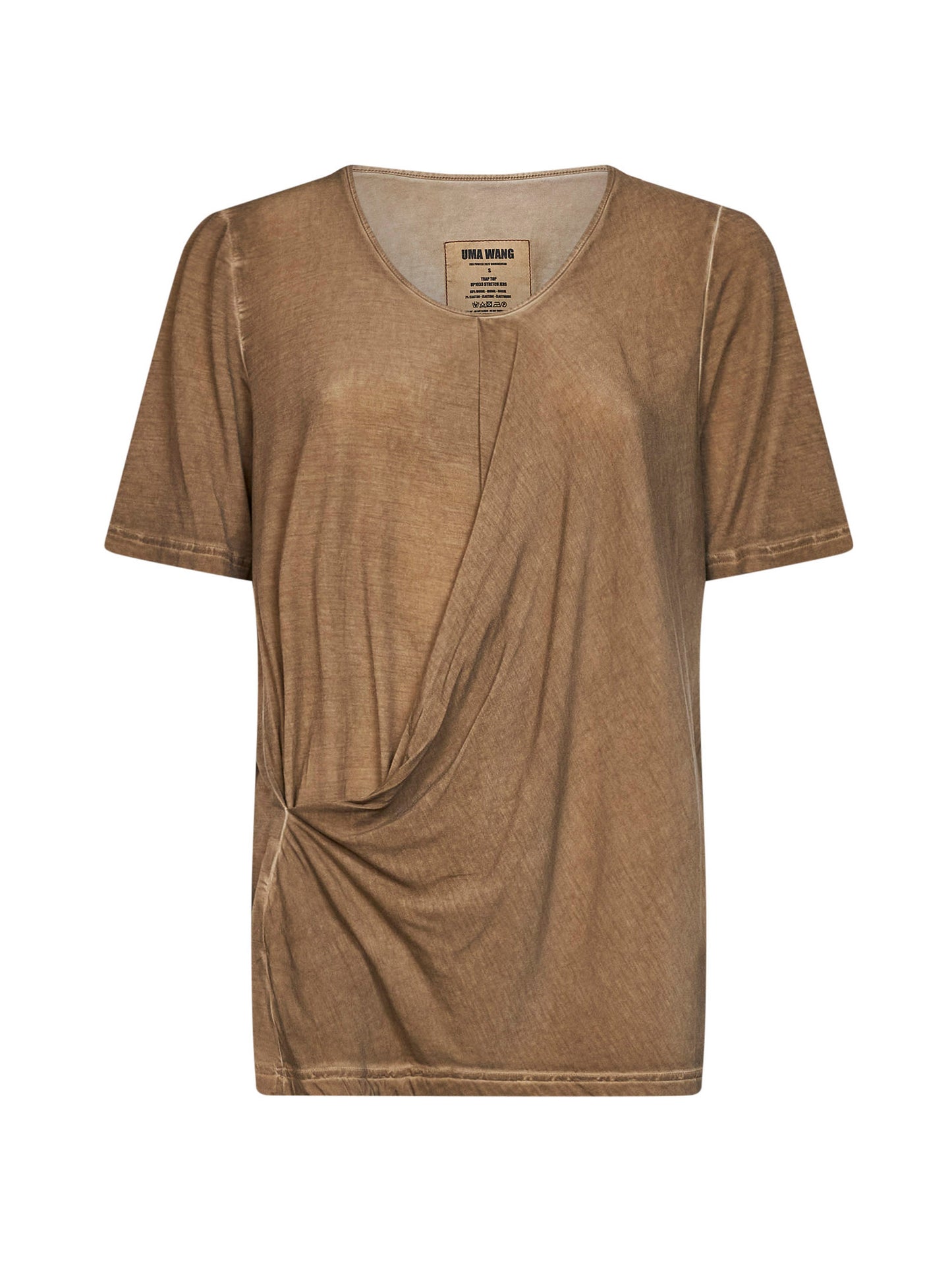 Top drappeggiato Trap in jersey stretch beige