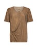 Top drappeggiato Trap in jersey stretch beige