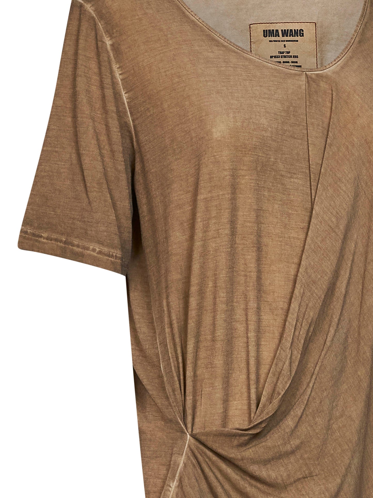 Top drappeggiato Trap in jersey stretch beige