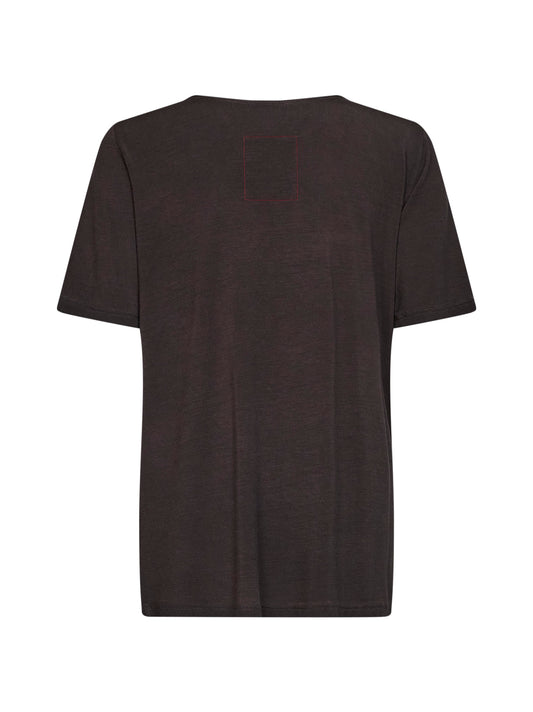 Top drappeggiato Trap in jersey stretch marrone