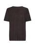 Brown stretch jersey draped Trap top<BR/>