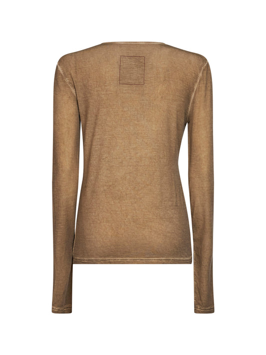 Tan stretch jersey Twisted T-shirt