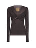 Brown stretch jersey Twisted T-shirt <BR/>