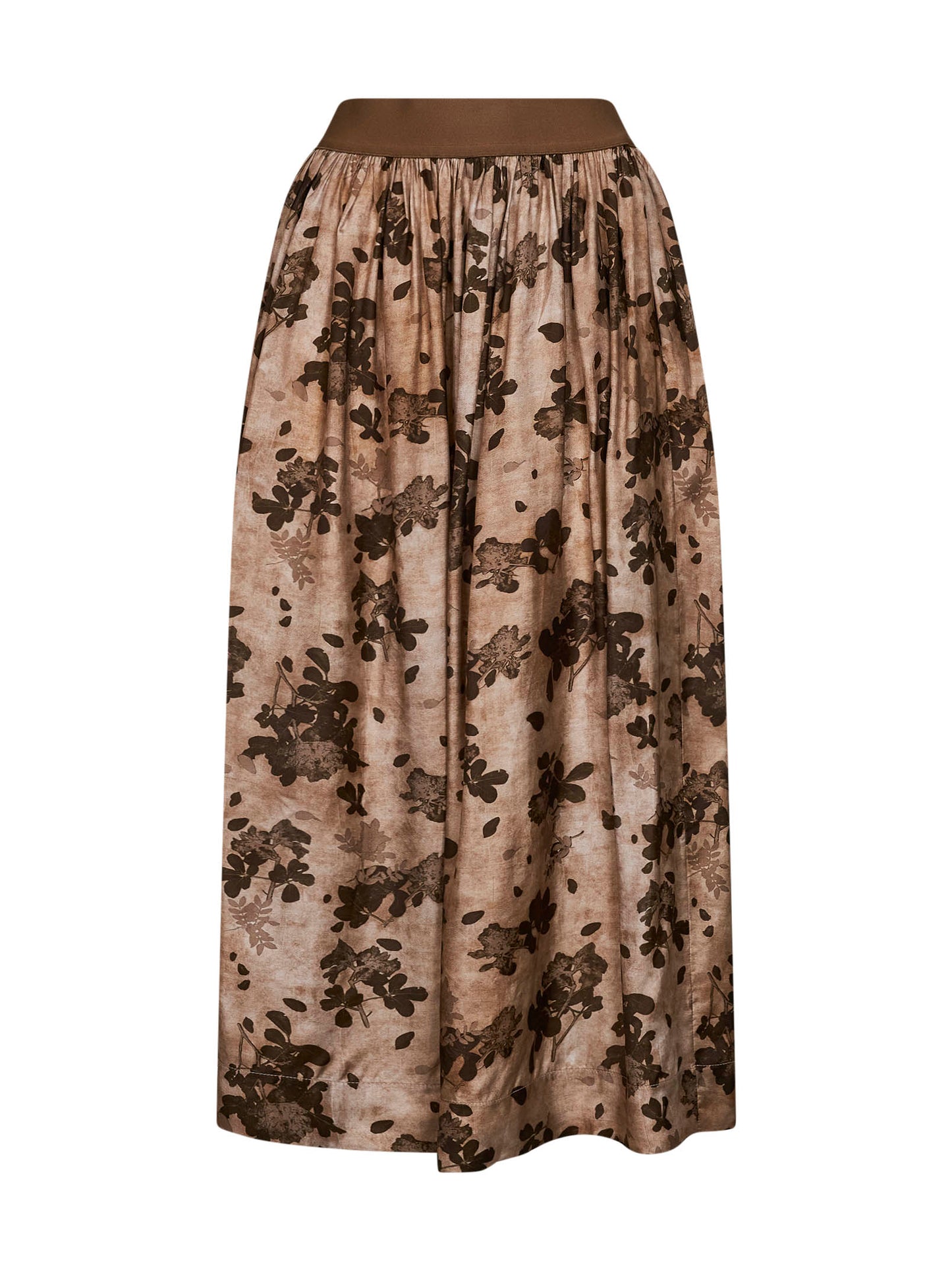 Tan and brown floral moulay Gillian midi skirt