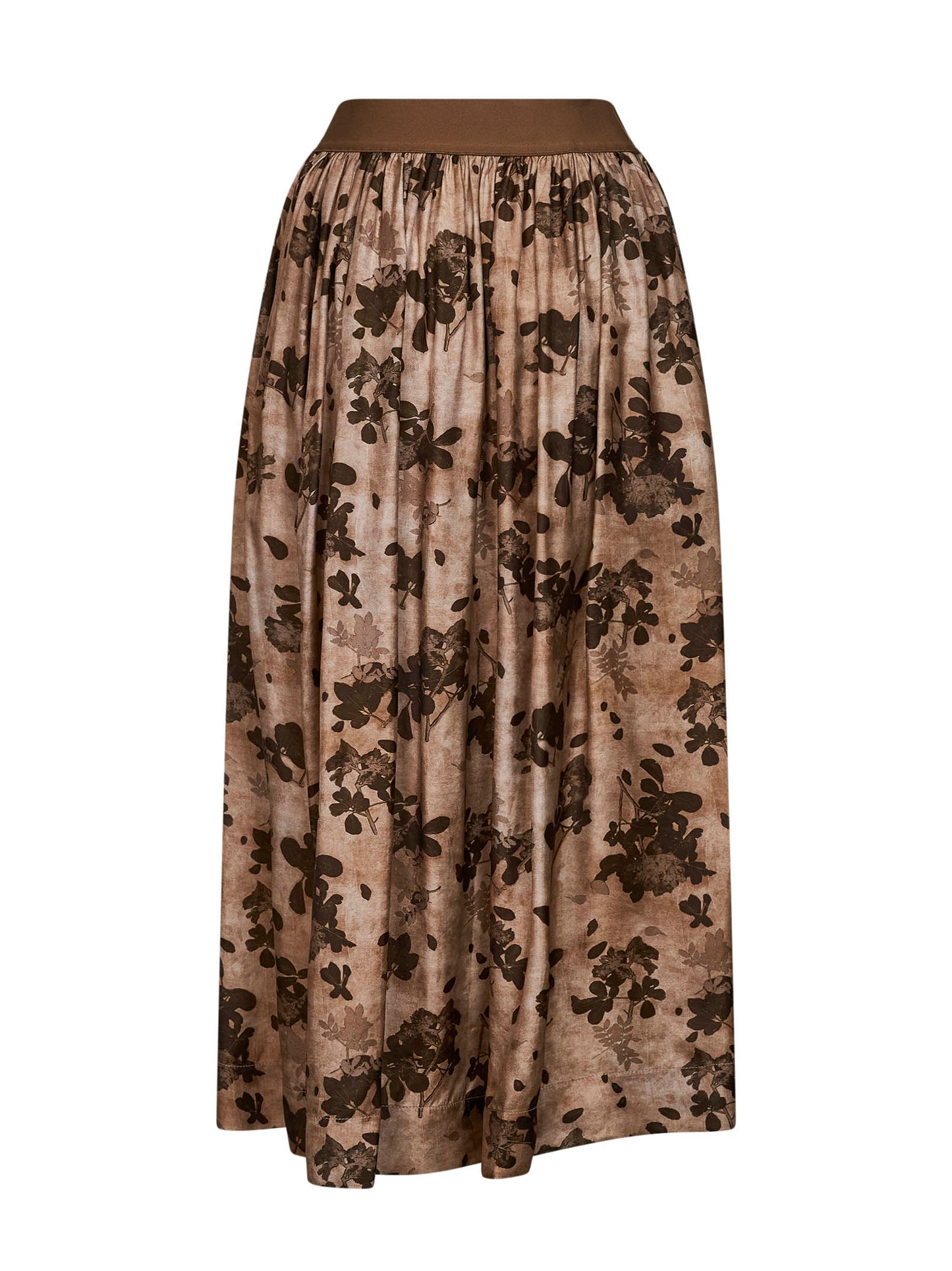 Tan and brown floral moulay Gillian midi skirt