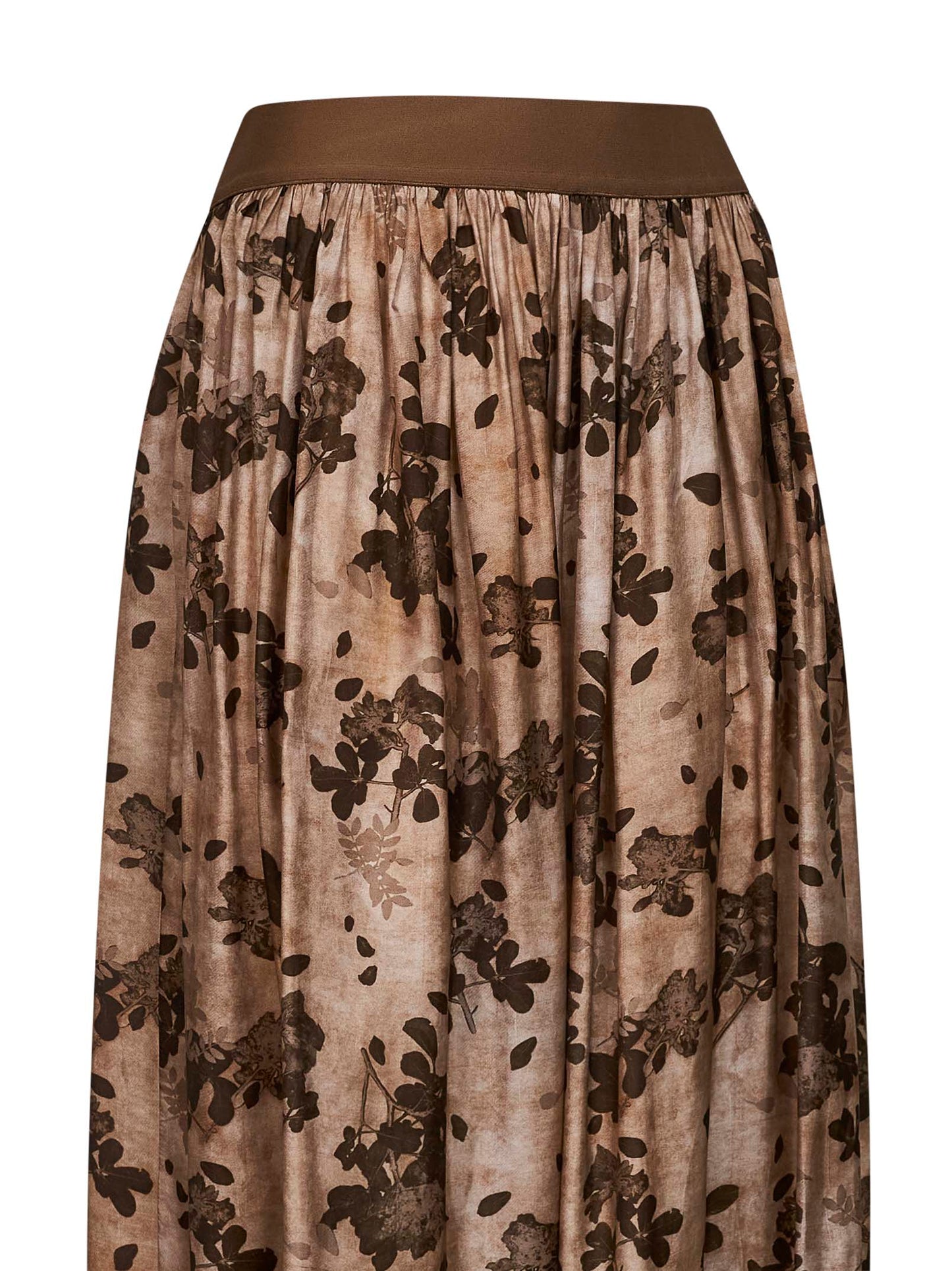 Tan and brown floral moulay Gillian midi skirt