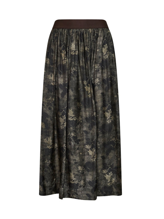 Green and grey floral moulay Gillian midi skirt
