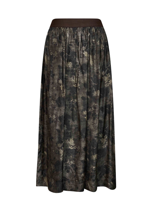 Green and grey floral moulay Gillian midi skirt