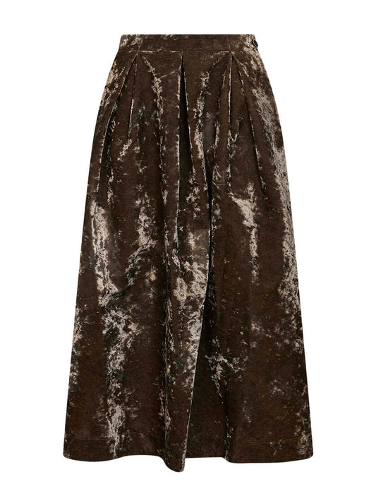 Dark olive velvet Gomes midi skirt