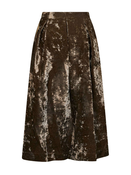 Dark olive velvet Gomes midi skirt