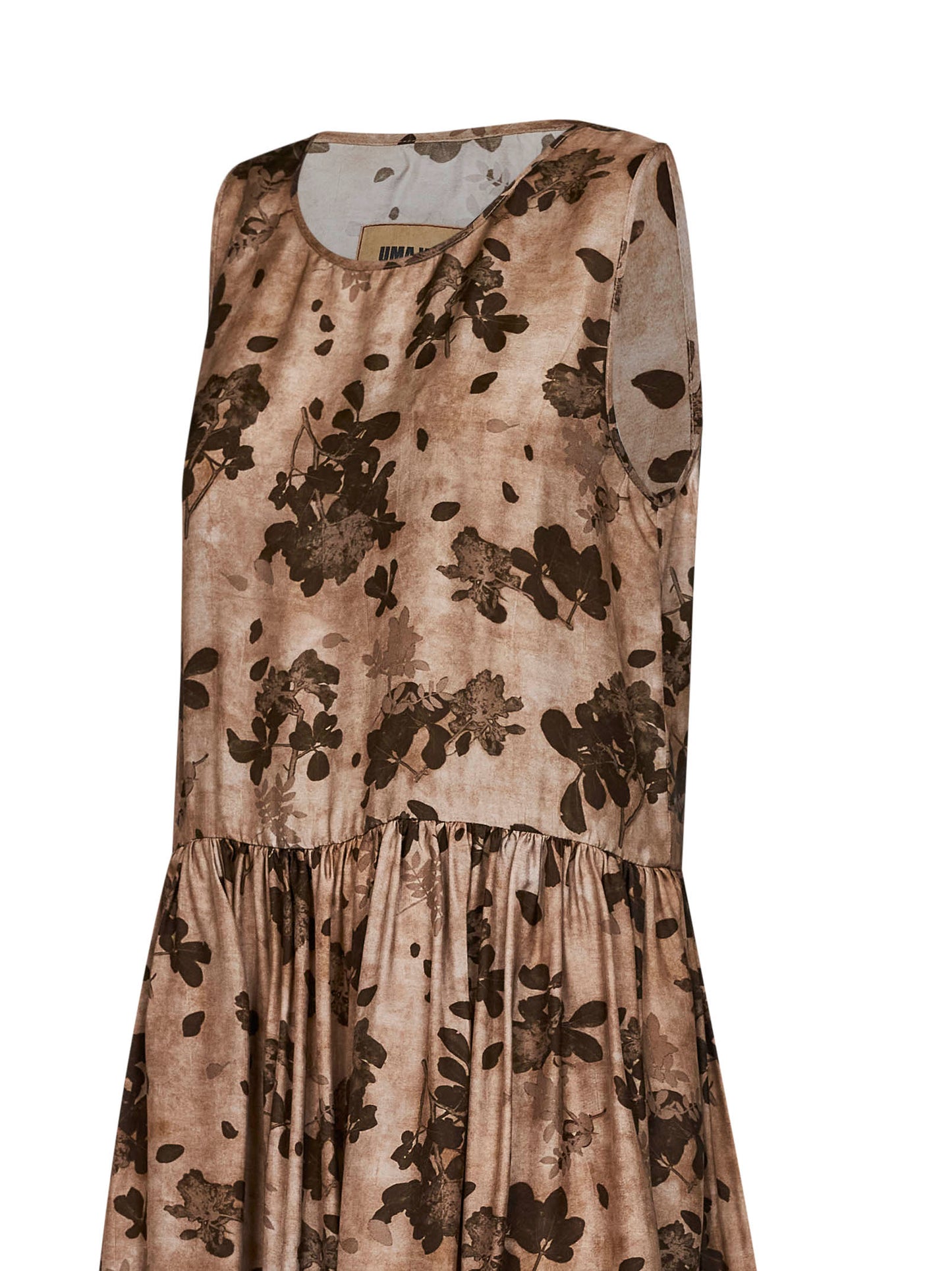 Tan and brown floral moulay Ardal midi dress
