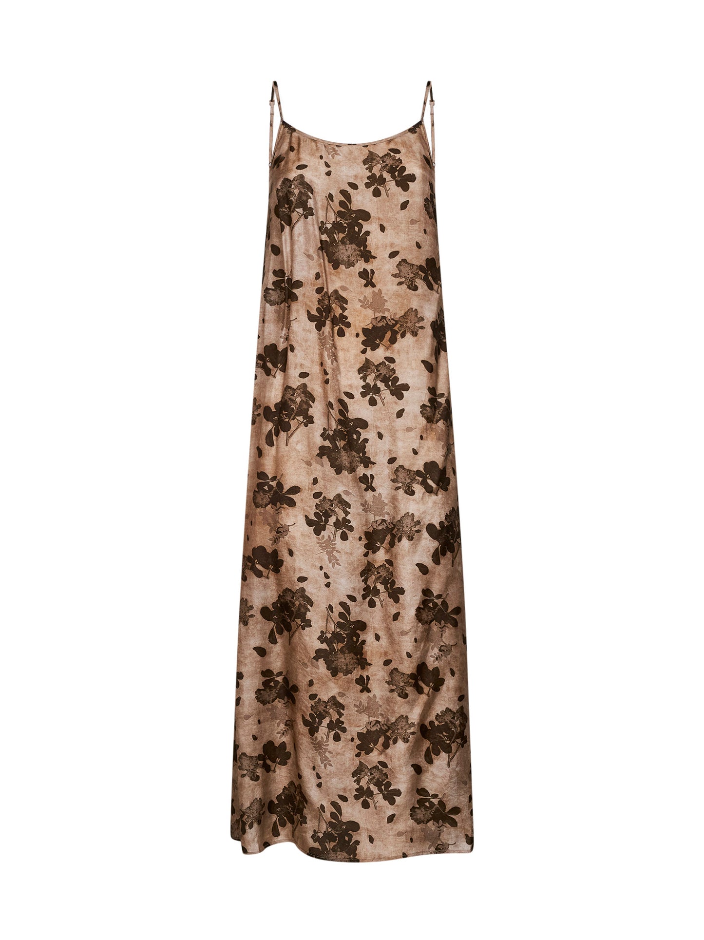 Abito lingerie lungo Anaya in moulay floreale beige e marrone