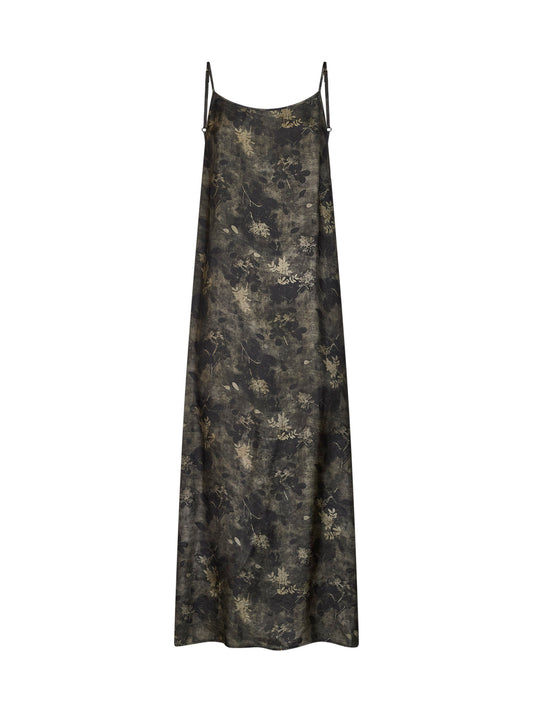Abito lingerie lungo Anaya in moulay floreale verde e grigio