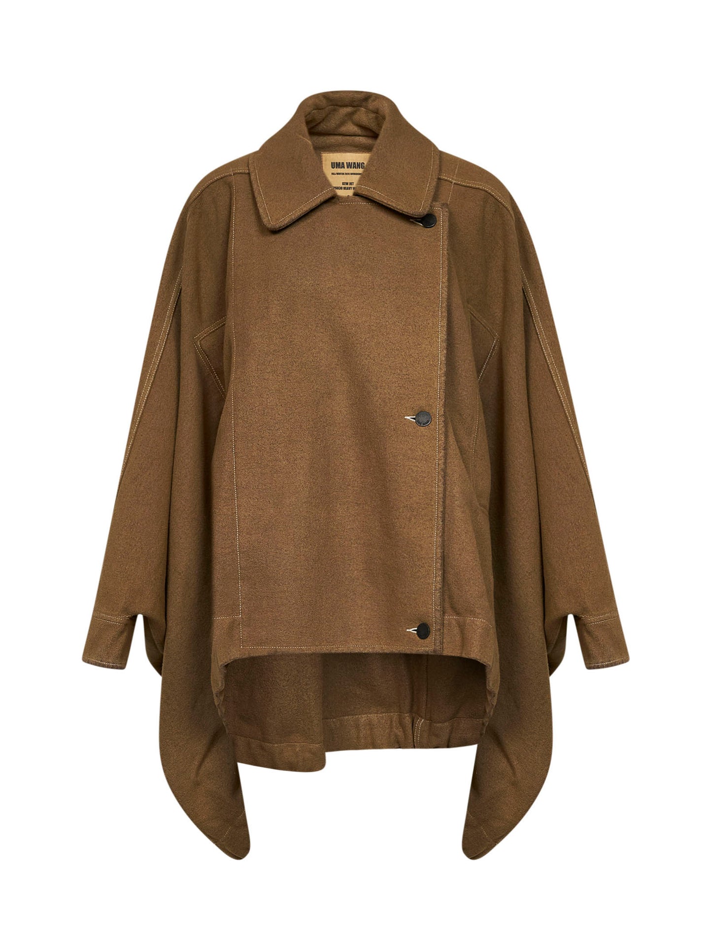 Tan wool blend Kew asymmetric cape-style jacket