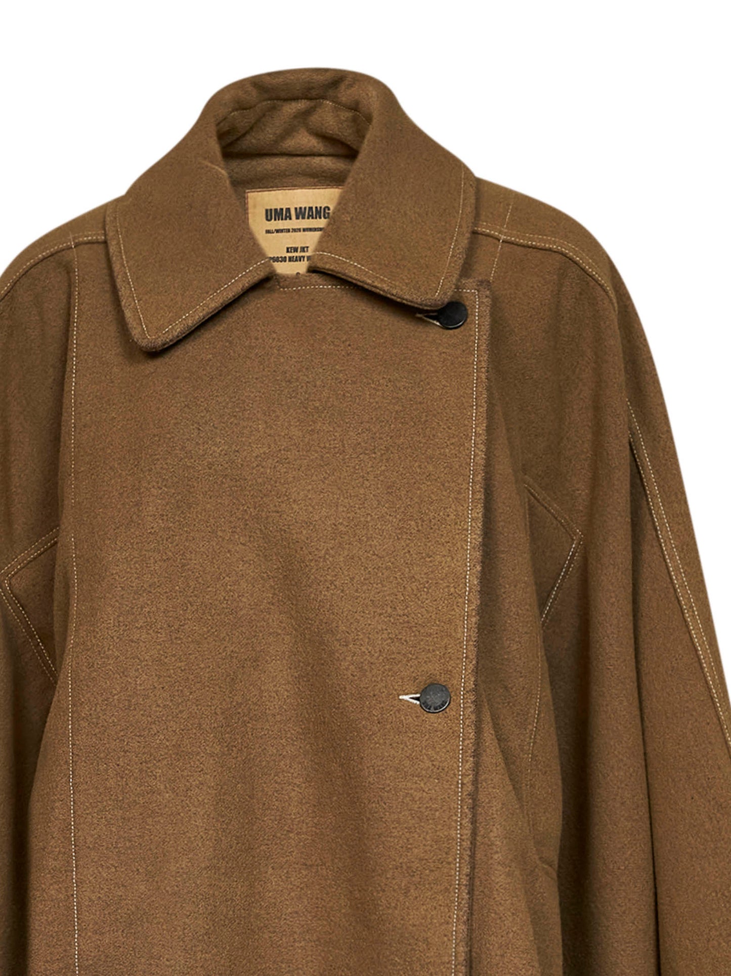 Tan wool blend Kew asymmetric cape-style jacket